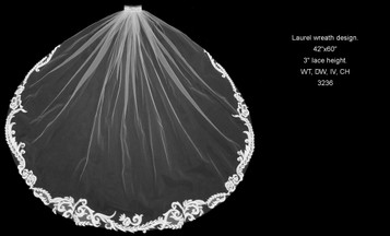  Baroque Lace Fingertip Veil - FC 3236 - 42" Inches - Quick Ship 