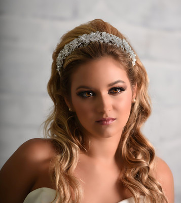 Maritza Bridal Headpiece 1059 - Rhinestone Encrusted Metal Components With Sprays Of Crystals In-Between