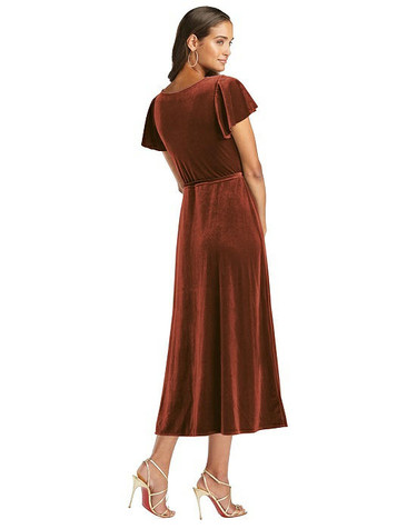 Flutter Sleeve Velvet Maxi Dress with 
