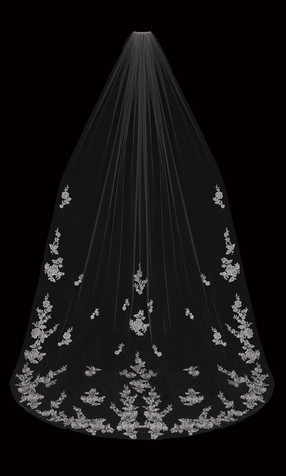 Ivory Lace Cathedral Length Wedding Veil Envogue V2198C