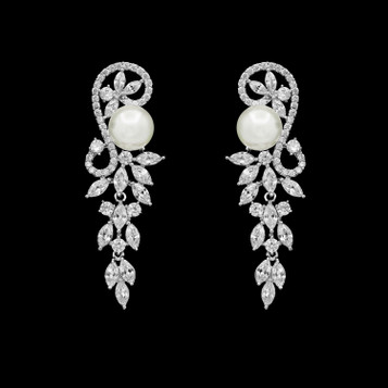 Formal Cubic Zirconia Earrings for Bridesmaids and Brides - #4122