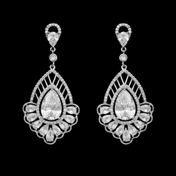 Formal Cubic Zirconia Earrings for Bridesmaids and Brides - #6054