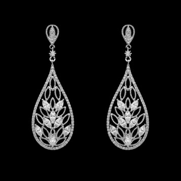 Formal Cubic Zirconia Earrings for Bridesmaids and Brides - #3543