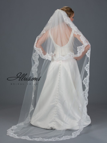 90 Inches Ivory Wedding Veil Chapel Length Cut Edge Wedding Bridal Veil V16