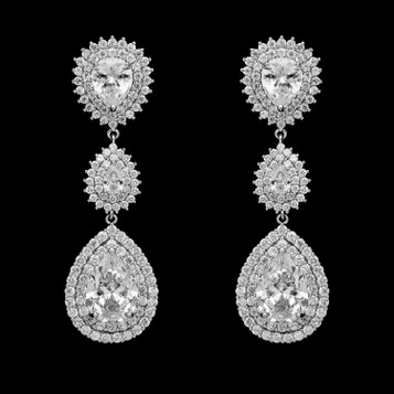 Formal Cubic Zirconia Earrings for Bridesmaids and Brides - #6673