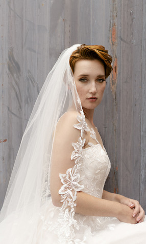 Beaded Pearl Cathedral Wedding Veil Envogue V2190C