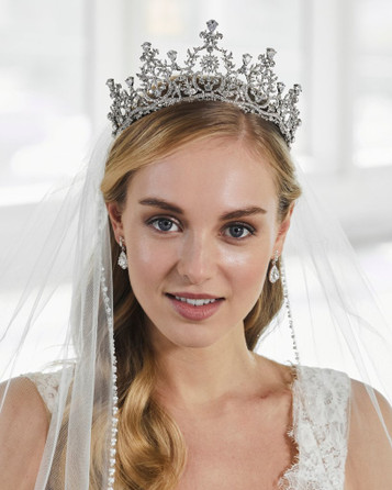 Marionat 9095 Rhinestone tiara with CZ stones