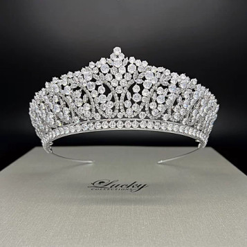 Lucky Collections ™ BC4955 Silver Zirconia Crown High Quality Zirconia - 2" Height - Fast Ship