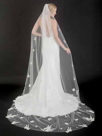 Bel Aire Wedding Veils V7415C - 2-tier foldover veil (elbow + 