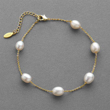 Navy Floating Pearl Bracelet - Dainty, Dark Blue, Bridesmaids Bracelet –  Anna King Jewellery