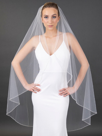Mariell Breathtaking Waltz Length Veil with Luxurious Oval