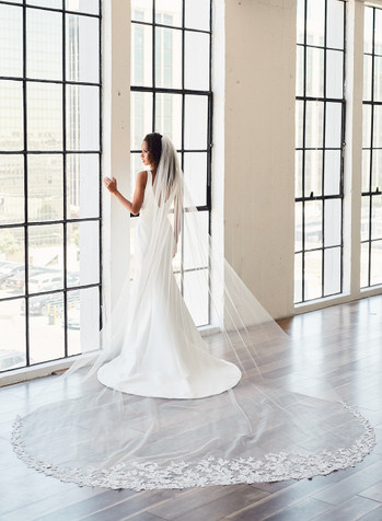 Royal Cathedral Bridal Veil Drop Wedding Veil | Eden Luxe Bridal Pale Ivory