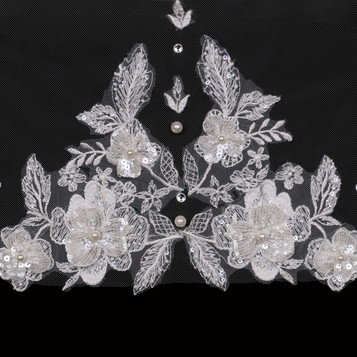 Venice Lace 3D Gold Applique Floral Venise Lace with Crystal Rhinestones  and Pearls