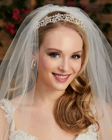 Crystal Beaded 52 Long Scattered Pearl Wedding Veil