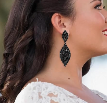 Bella Mera Studio Rhinestone Oval Chandelier Earrings