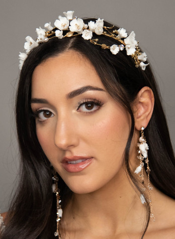 Elena Designs E270 Gold Porcelain floral headband