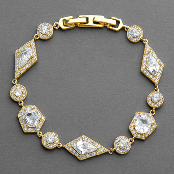 Gold Empress & Noble Cut Cubic Zirconia Bridal Bracelet
3696B-G