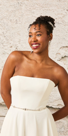  En Vogue Bridal Belt | BT2572 Double strand organza ribbon ties