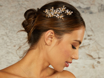 En Vogue Bridal Hair Comb - HC2425 - Light Gold & Amber