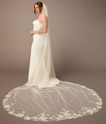En Vogue Bridal Cathedral Style V2684RC-L - Lace Edge Beginning At Floor - 120' Long