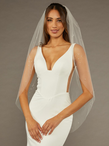 En Vogue Bridal Veil V2486SF - Scattered Crystals (3 Sizes) (Cut Edge)