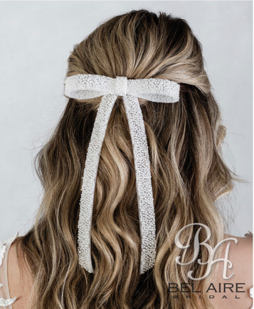 Bel Aire Beaded Style 2277 Bow Clip - Quick Ship Ivory 