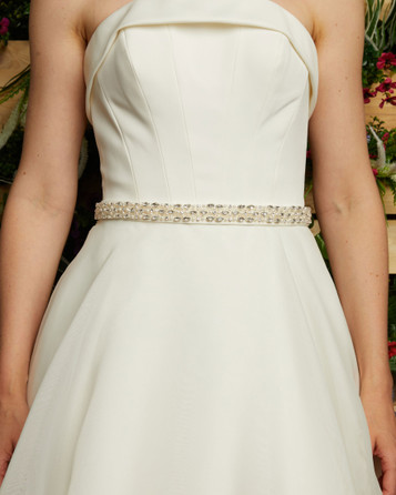 Marionat Bridal Belt 1134 - Rhinestone pearl belt 18" long