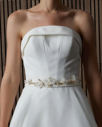 Marionat Bridal Belt 1127 - Flower belt with pearls and rhinestones