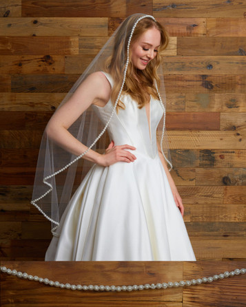 Marionat Bridal Veils 6253 - Beaded pearl mantilla