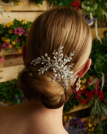 Marionat Bridal 9345 Rhinestone spray clip - Silver