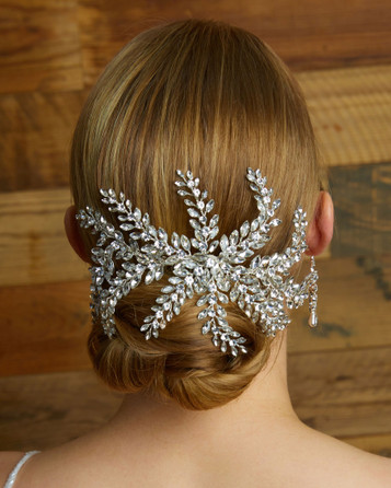 Marionat Bridal 9373 Large rhinestone spray comb - Silver