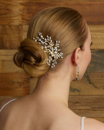 Marionat Bridal 5021 Matte pearl and rhinestone spray comb