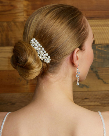 Marionat Bridal 5025 Matte pearl and rhinestone comb/ back comb
