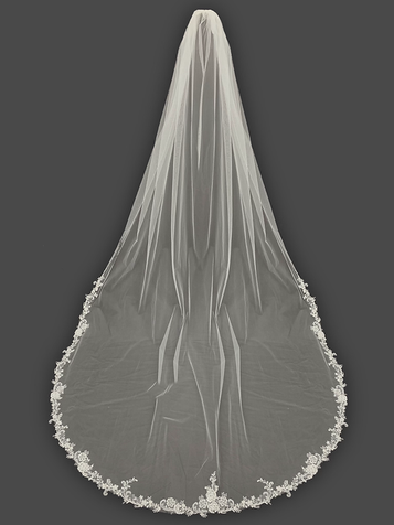 Lucky Collections ™  V M 04 C - Cathedral Flower Lace Wedding Veil - 108L