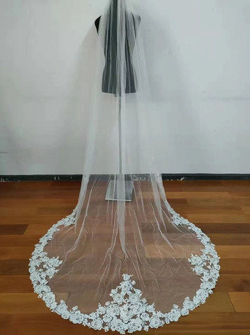 Lucky Collection™ V M 0024 Double Embroidered Floral Cathedral Bridal Veil 108L