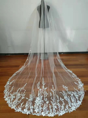 Lucky Collection™ V M 0023 Continuous Floral Vine Royal Cathedral Bridal Veil 126L