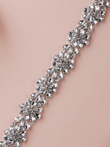 Luxe Clear Crystal Bridal Belt with Pear Shaped Clusters on Ivory Ribbon
4660BT-I-CR-S