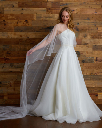 Marionat Bridal 7121 Soft luxe cape with rolled edge - Ivory