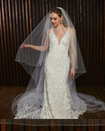 Marionat Bridal Veils 3854 Angel cut beaded pearl edge - 120L