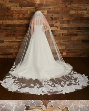 Marionat 3935 Organza Flower Veil – 120"