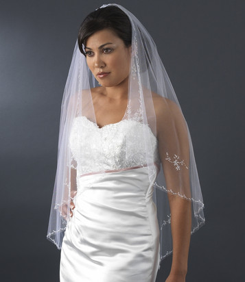 Single Layer Waltz Length Embellished Veil  (42" long x 72" wide)