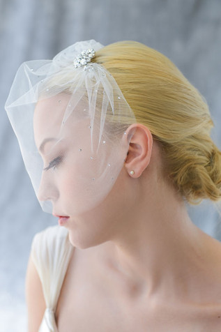 Erica Koesler Wedding Veil 827 - Tulle Blusher w/  Rhinestone