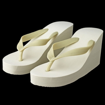 Plain High Wedge Bridal Flip Flops (Ivory or White)