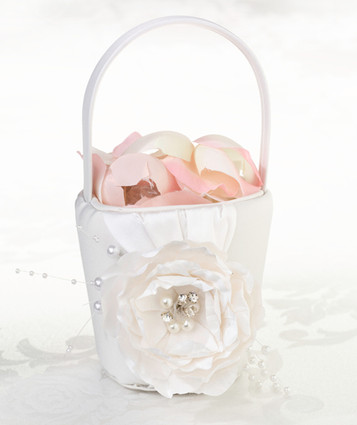 Lillian Rose Large Pearl Handle Basket in Ivory 