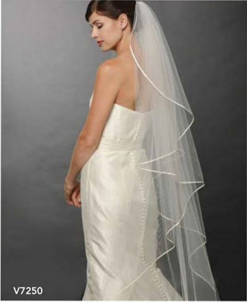 Korty Bridal Veil,2 Tier Ribbon Edge Center Cascade White Wedding Veil with Comb