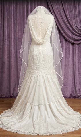 Giselle Bridal Veil Style SP118- Satin Edge - Quick Ship - Ivory Color