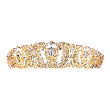 Retro Chic Vintage Gold Wedding Tiara with Pave Crystals  4186T-G