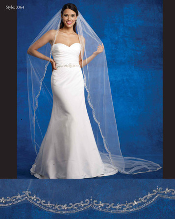 Marionat Bridal Veils 3799 - 36” Scalloped beaded pearl edge - The Bridal  Veil Company