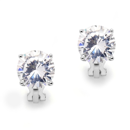 Mariell Cubic Zirconia Crystal Stud Earrings, 2 Carat Round CZ Solitaire,  Imitation Diamond Earrings.