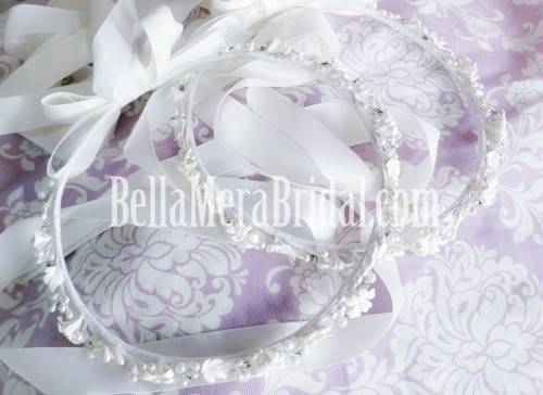 Greek Orthodox Vintage Wedding Stefana 2‎ White Faux Pearl Bridal Tiara Crowns Wholesale Greek Roman Stefana Headpiece main image 3